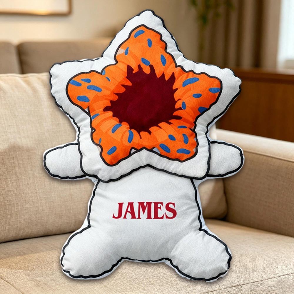 Personalized Vintage Monster Movie Shaped Pillow with Custom Name, Kids Christmas Birthday Gift Plush Cushion