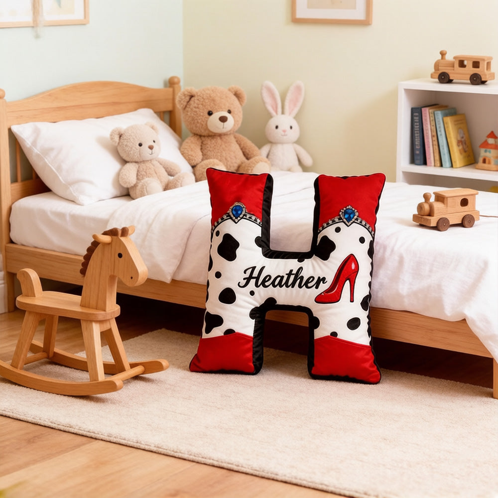 Personalized Vintage Cartoon Movie Alphabet Pillow with Custom Initial, Kids Christmas Birthday Gift Cushion