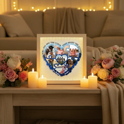 Personalized Light Flower Shadow Box With Photos Piece Mother's Day Gift