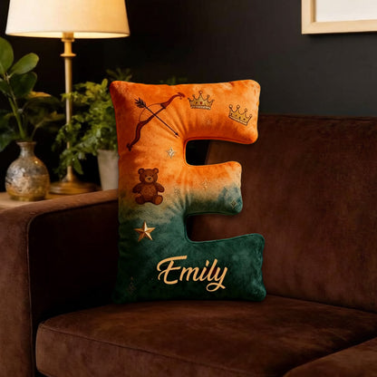 Personalized Cartoon Medieval Princess Alphabet Pillow with Custom Initial, Kids Christmas Birthday Gift Plush Cushion