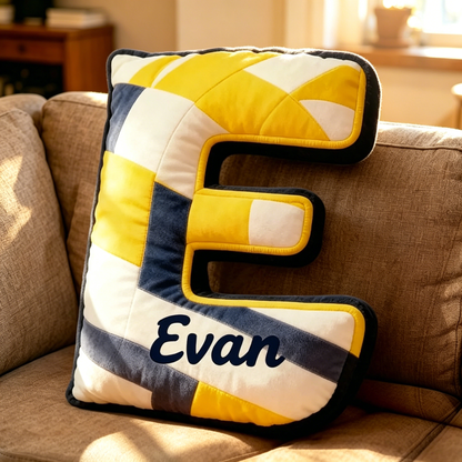 Personalized Volleyball Letter Shaped Pillow with Custom Name and Bold Design for Sports Fans