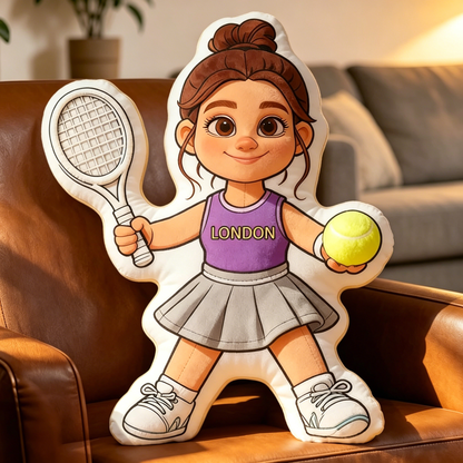 Personalized Tennis Player Girl Pillow – Custom 3D Print Cushion for Tennis Lovers