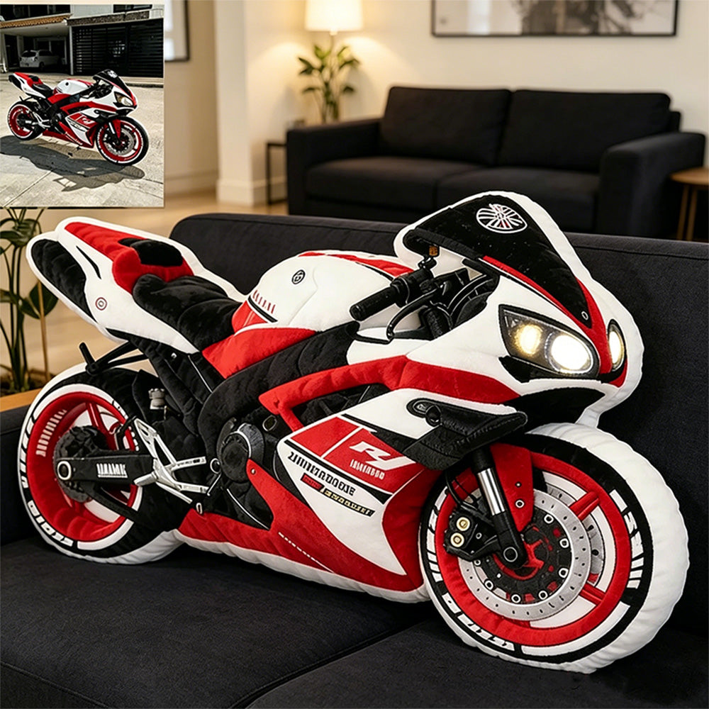 Custom Motorcycle Plush Pillow Personalized with Name – Perfect Gift for Biker Enthusiasts and Riders