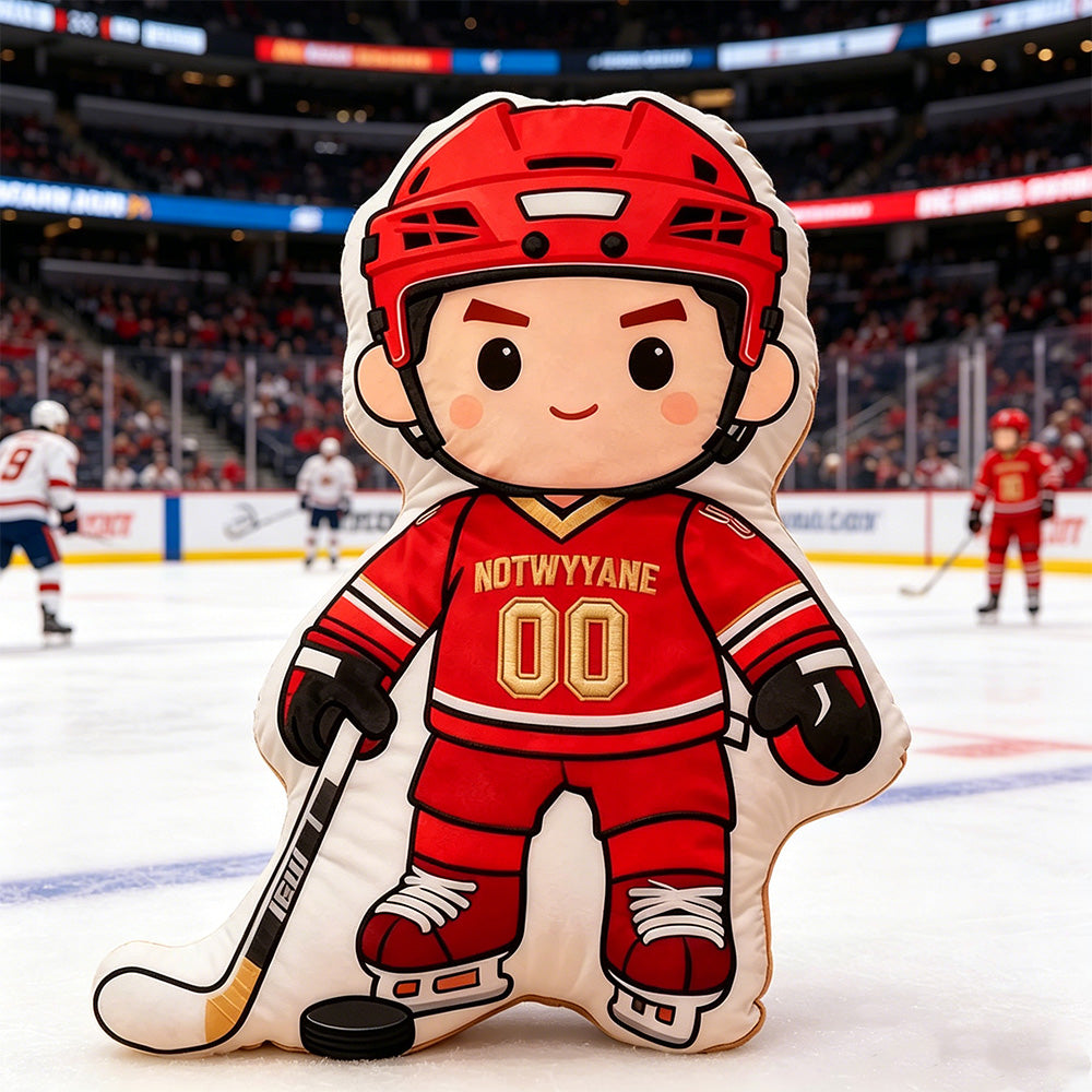 Personalized Hockey Player Pillow with Custom Jersey Number – Unique Gift for Players and Enthusiasts