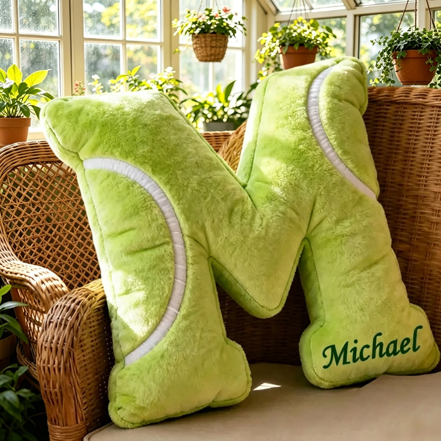 Personalized Tennis Letter-Shaped Pillow – Fun Room Decor for Tennis Players