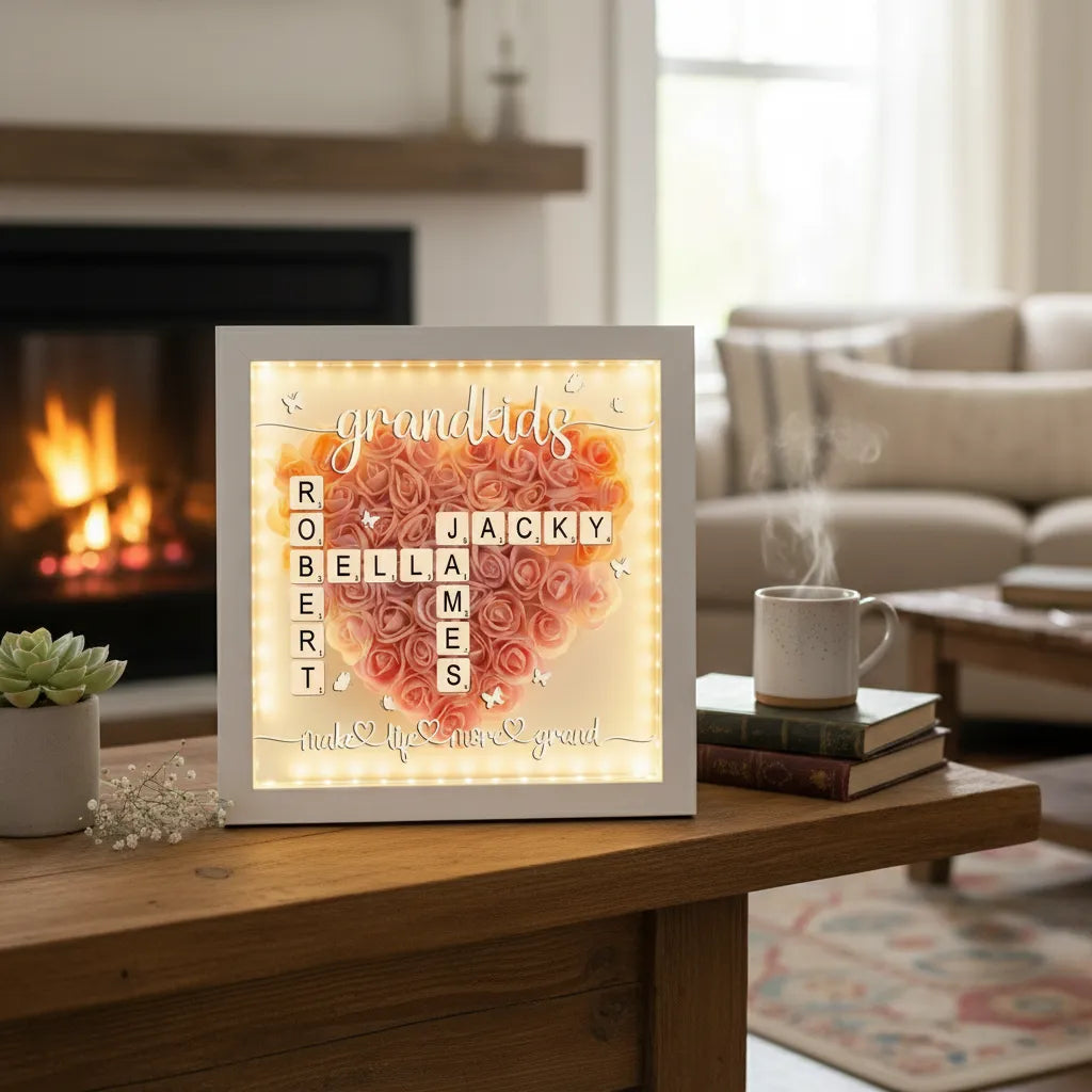 Personalized Family Names Heart Shadow Box Life More Grand Rose Shadow Box Mother's Day Gift