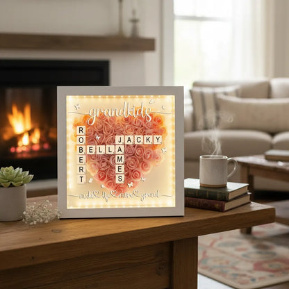 Personalized Family Names Heart Shadow Box Life More Grand Rose Shadow Box Mother's Day Gift