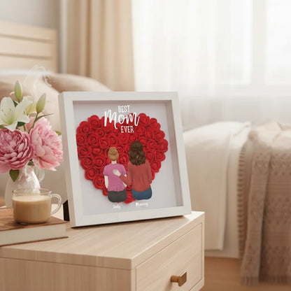 Personalized Mother And Her Kids Heart Shadow Box With Names Mother's Day Gift