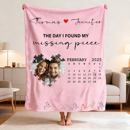 Test 2 BG Personalized Valentine's Day Heart Puzzle Blanket - Custom Photo & Text Gift