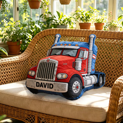 Personalized Truck Plush Pillow Custom Name Cushion Gift for Truck Lovers and Racing Fans