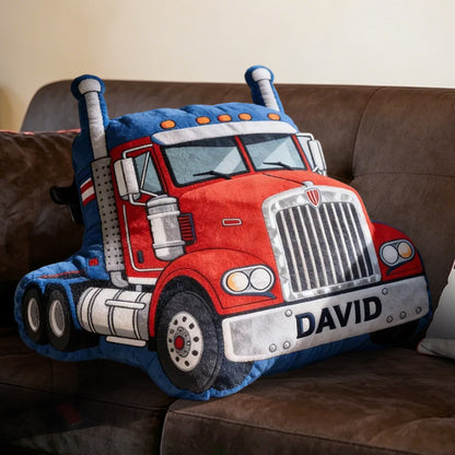 Personalized Truck Plush Pillow Custom Name Cushion Gift for Truck Lovers and Racing Fans