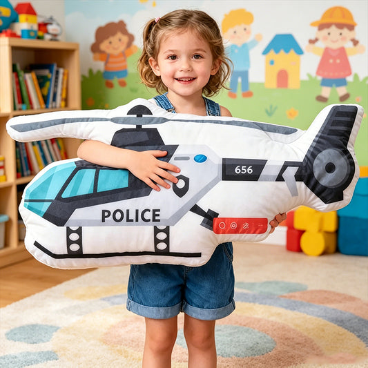 Personalized Police Helicopter Pillow – Custom Name Cushion for Aviation and Vehicle Fans