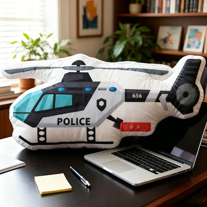 Personalized Police Helicopter Pillow – Custom Name Cushion for Aviation and Vehicle Fans