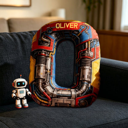 Personalized Blue Machine Alphabet Shaped Pillow for Movie Lovers Initial Pillow Christmas Gift for Boys Kids