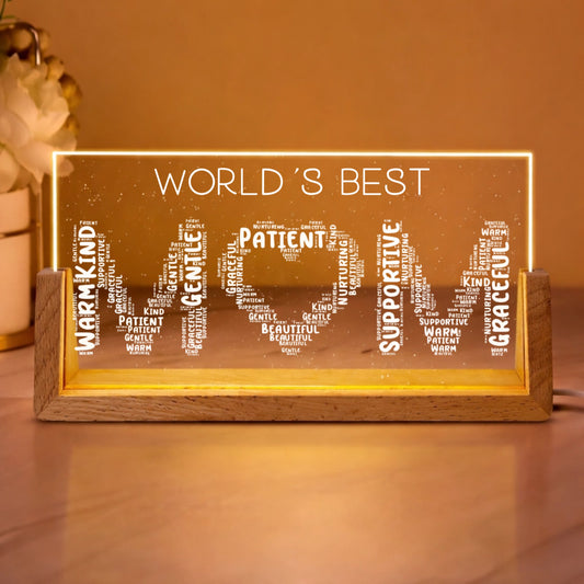 Personalized Words Best Mom Night Light with Names and Traits Mother's Day Gift