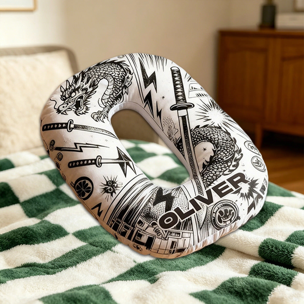 Personalized Japanese Anime Comic Style Alphabet Pillow with Custom Initial, Kids & Teens Christmas Birthday Gift