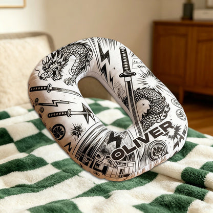 Personalized Japanese Anime Comic Style Alphabet Pillow with Custom Initial, Kids & Teens Christmas Birthday Gift