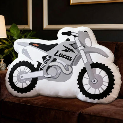 Personalized Motorcycle Shaped Pillow with Custom Name 3D Graphic Print Cushion Gift for Motorcycle Lovers