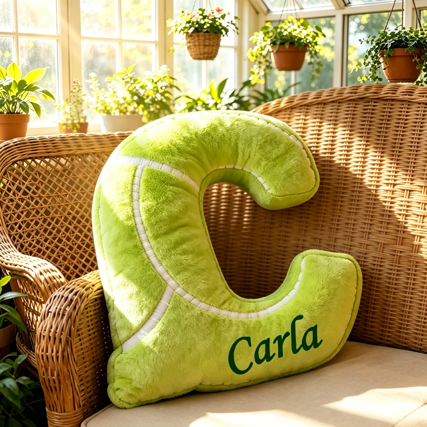 Personalized Tennis Letter-Shaped Pillow – Fun Room Decor for Tennis Players