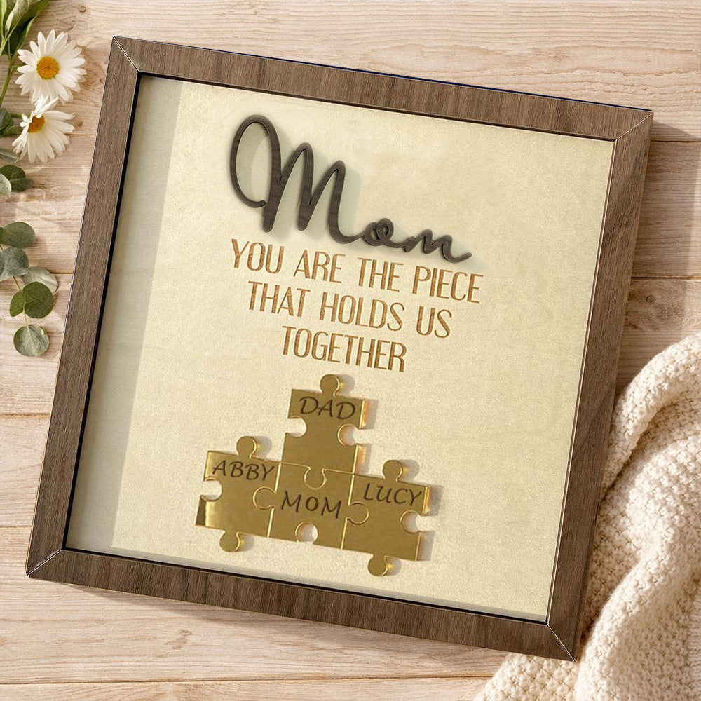 Personalized Mom Puzzle Sign with Names Piece That Holds Us Together Keepsake Gifts for Mom Mother's Day Gift Ideas
