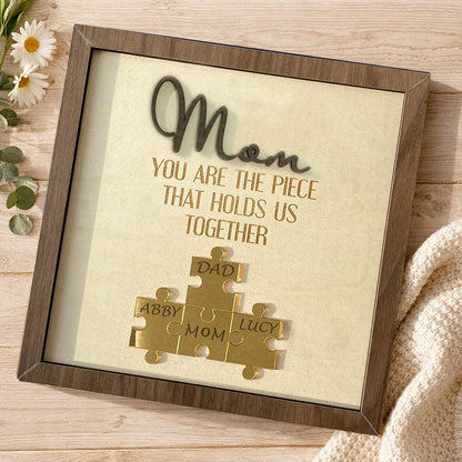 Personalized Mom Puzzle Sign with Names Piece That Holds Us Together Keepsake Gifts for Mom Mother's Day Gift Ideas