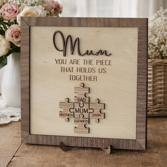 Personalized Mom Puzzle Sign with Names Piece That Holds Us Together Keepsake Gifts for Mom Mother's Day Gift Ideas