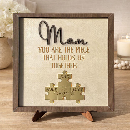 Personalized Mom Puzzle Sign with Names Piece That Holds Us Together Keepsake Gifts for Mom Mother's Day Gift Ideas