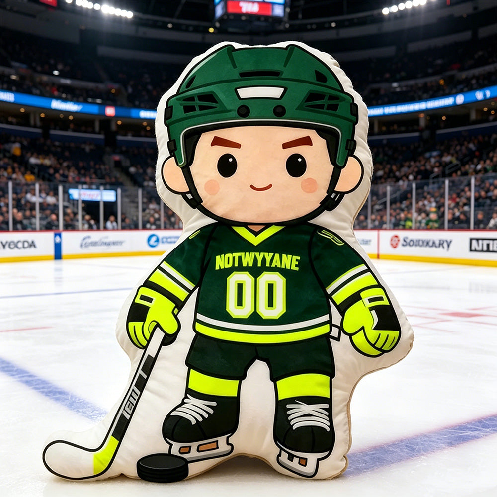 Personalized Hockey Player Pillow with Custom Jersey Number – Unique Gift for Players and Enthusiasts