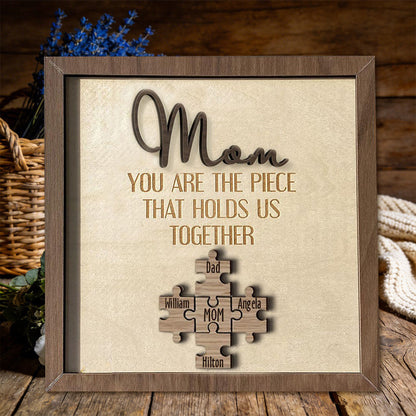 Personalized Mom Puzzle Sign with Names Piece That Holds Us Together Keepsake Gifts for Mom Mother's Day Gift Ideas