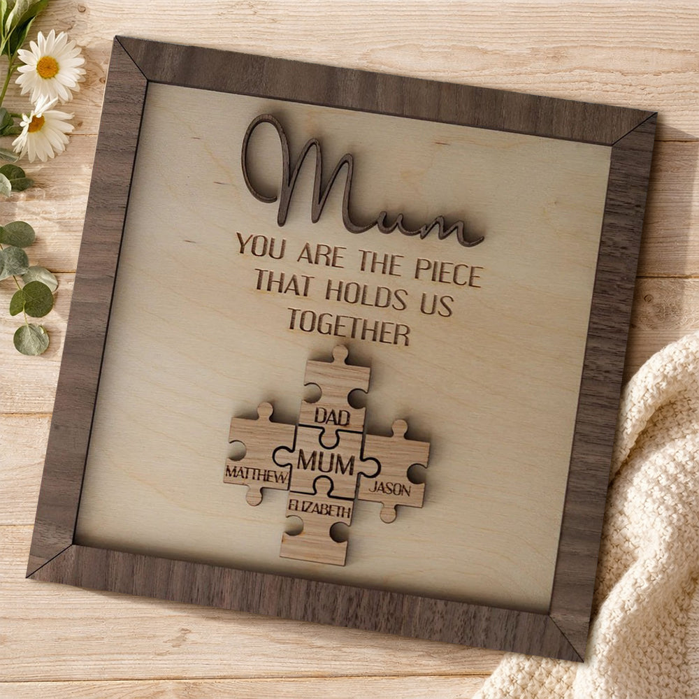Personalized Mom Puzzle Sign with Names Piece That Holds Us Together Keepsake Gifts for Mom Mother's Day Gift Ideas