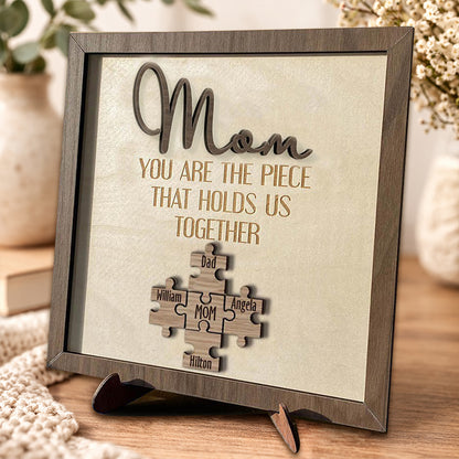 Personalized Mom Puzzle Sign with Names Piece That Holds Us Together Keepsake Gifts for Mom Mother's Day Gift Ideas