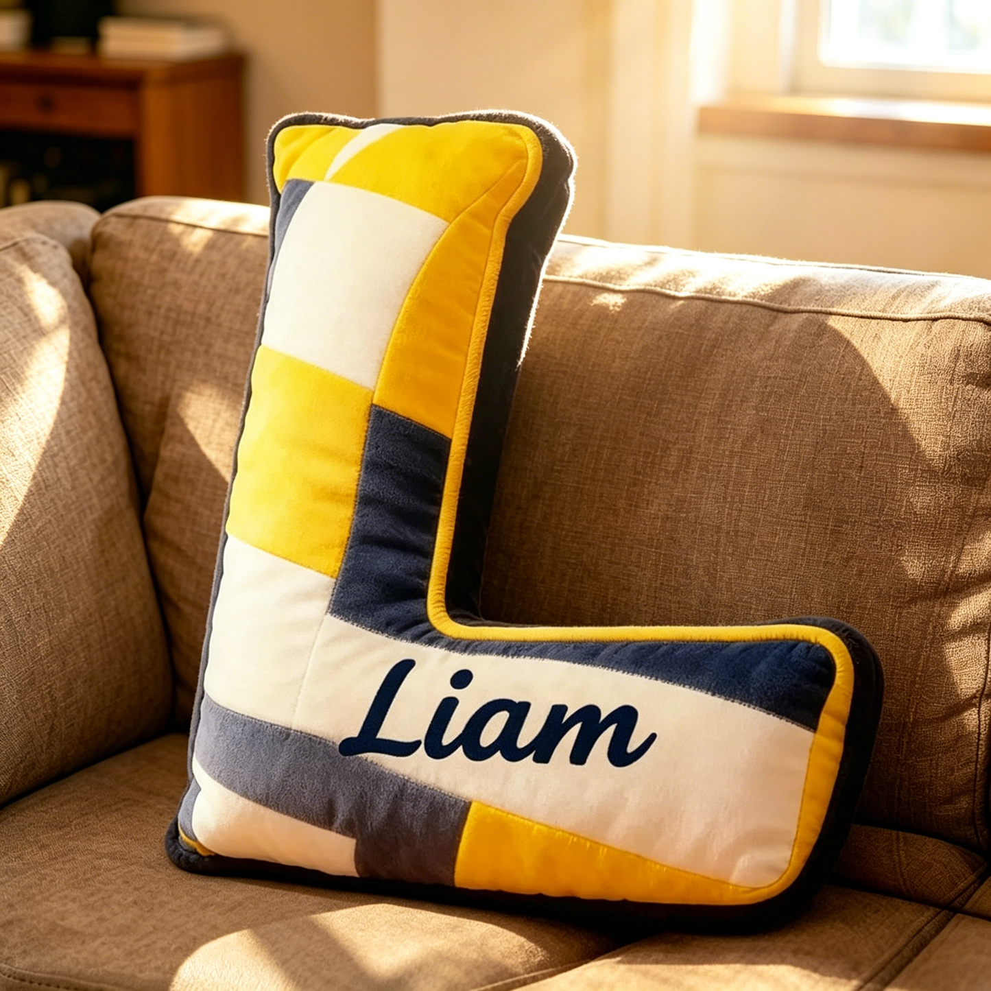 Personalized Volleyball Letter Shaped Pillow with Custom Name and Bold Design for Sports Fans