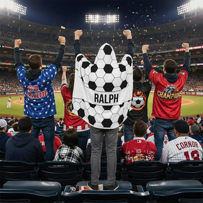 SOCCER THROW HOODED -Hooded Minky Fleece Blanket