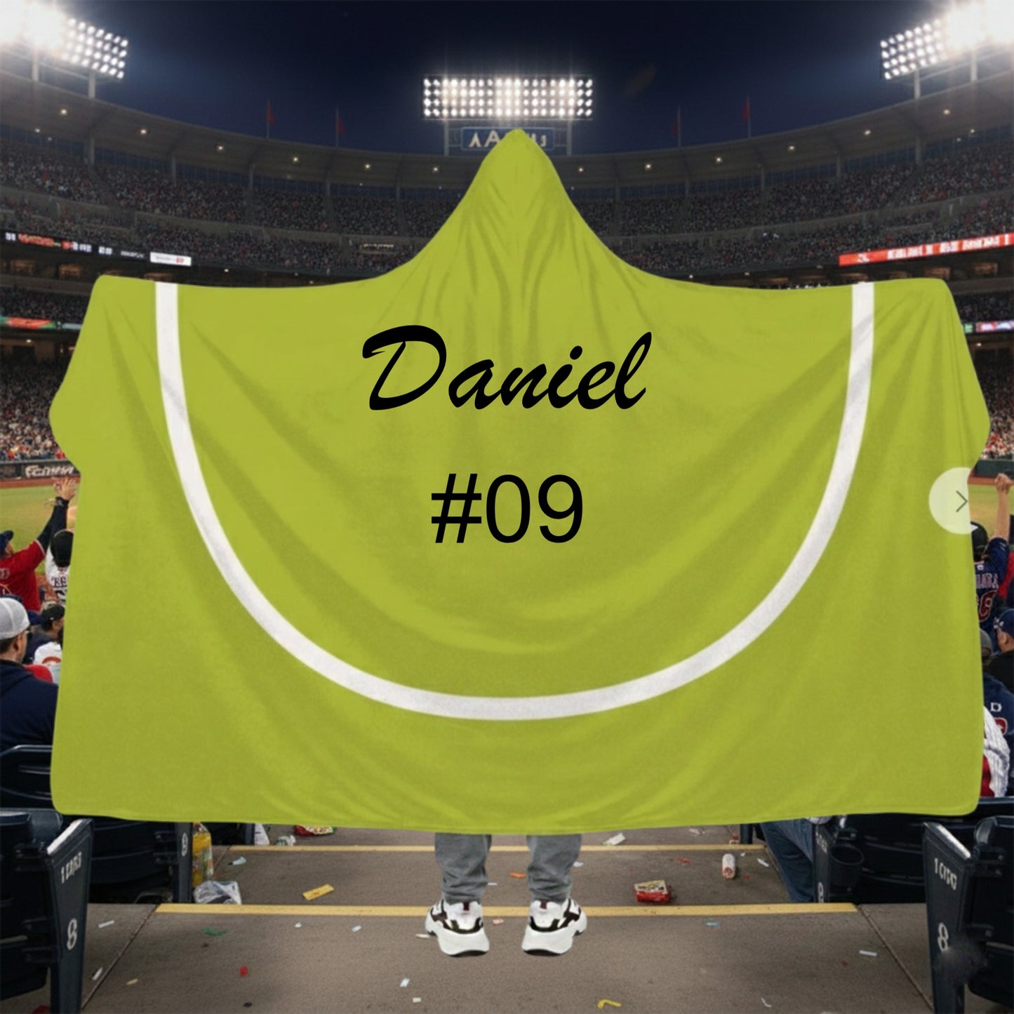 Personalized Name Blanket With Tennis Time Pattern Minky Fleece Throw Blanket With Hood