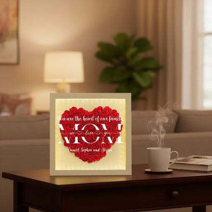 Personalized Family LED Light Flower Shadow Box With Kids Names Mother's Day Gift