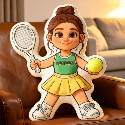 Personalized Tennis Player Girl Pillow – Custom 3D Print Cushion for Tennis Lovers
