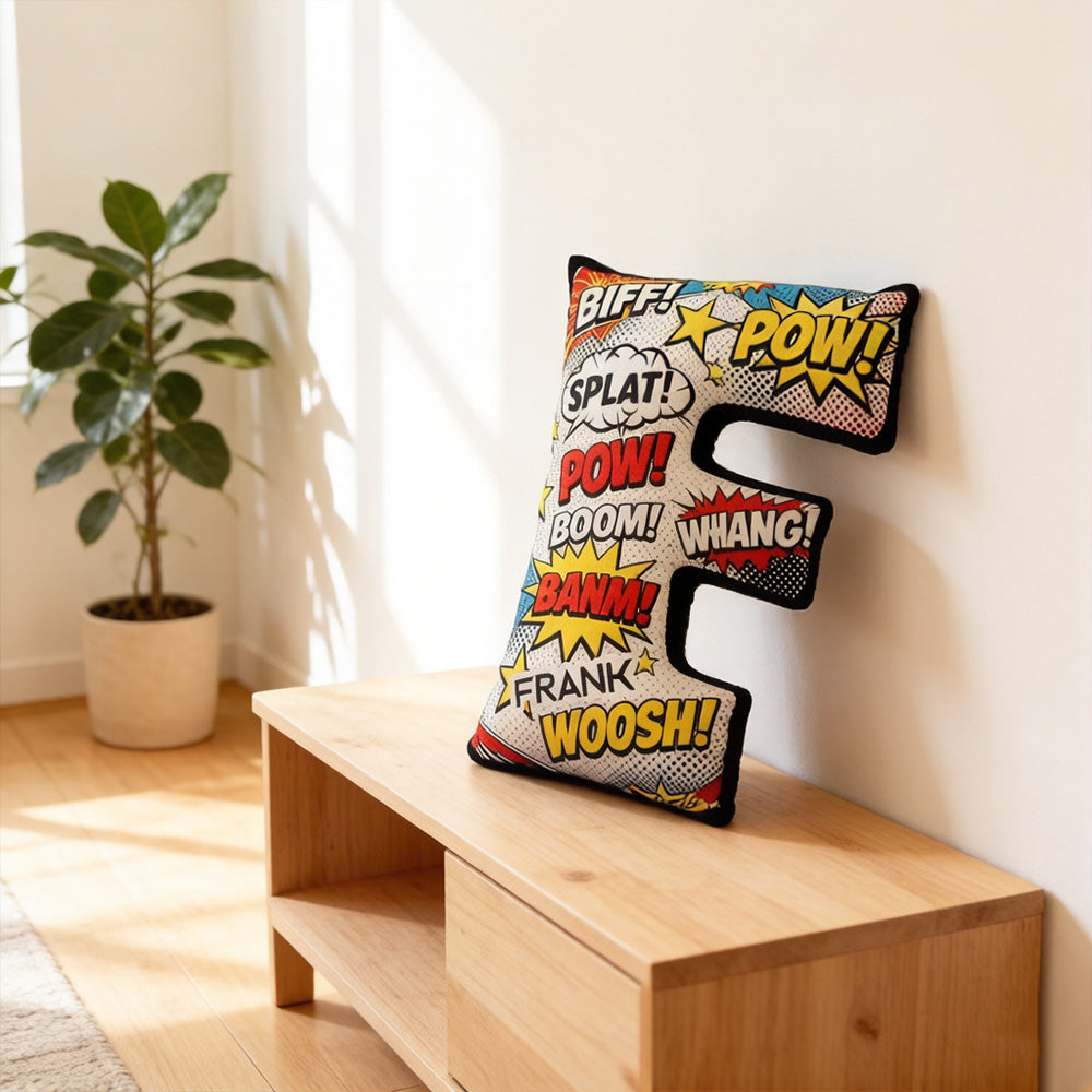 Personalized Comic Anime Alphabet Pillow with Custom Initial, Kids & Teens Gift, Christmas Birthday Cushion