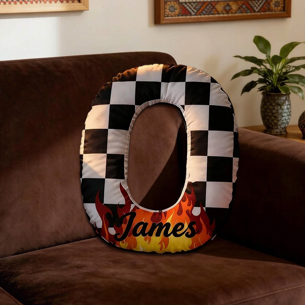 Personalized Racing Letter Pillow – 3D Graphic Print with Custom Name Perfect Gift for Racers
