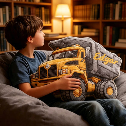 Personalized Truck Name Pillow Custom 3D Print Cushion Kids Room Decor Soft Throw Pillow Gift for Boys