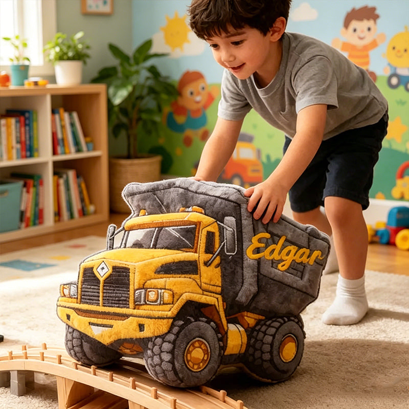 Personalized Truck Name Pillow Custom 3D Print Cushion Kids Room Decor Soft Throw Pillow Gift for Boys