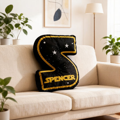 Personalized Galaxy Alphabet Pillow with Custom Initial, Space Movie Theme Kids Gift, Christmas Birthday Plush Cushion