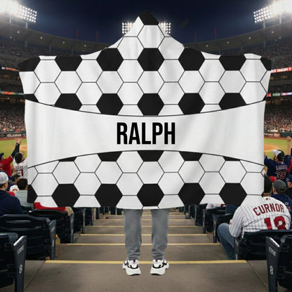 SOCCER THROW HOODED -Hooded Minky Fleece Blanket