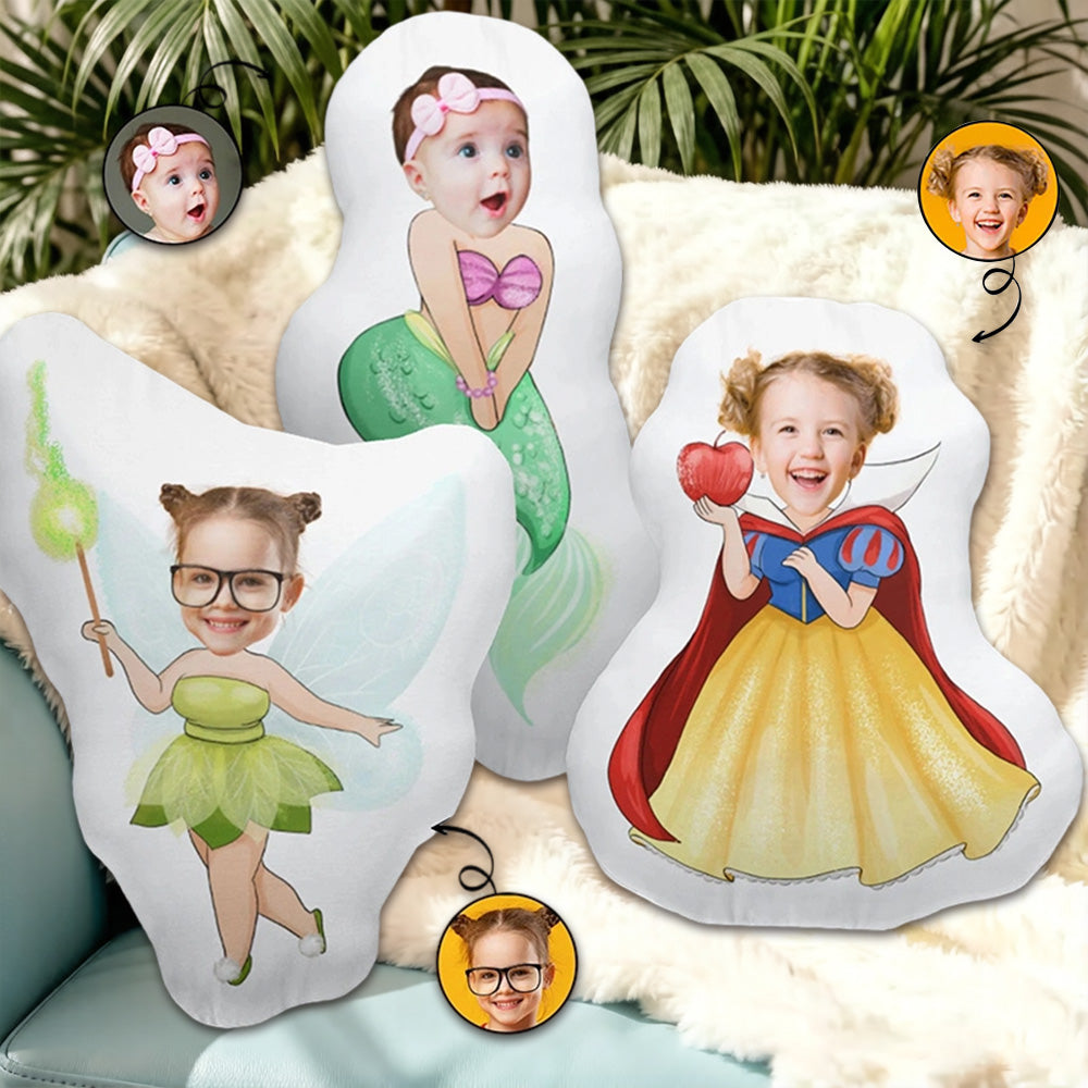 Personalized Face Princess Shaped Pillow, Custom Cartoon Photo Anime Gift for Kids, Daughter, Granddaughter & Friends