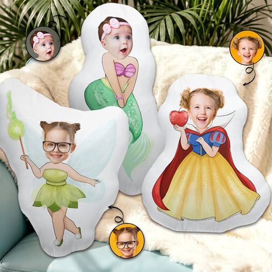 Personalized Face Princess Shaped Pillow, Custom Cartoon Photo Anime Gift for Kids, Daughter, Granddaughter & Friends