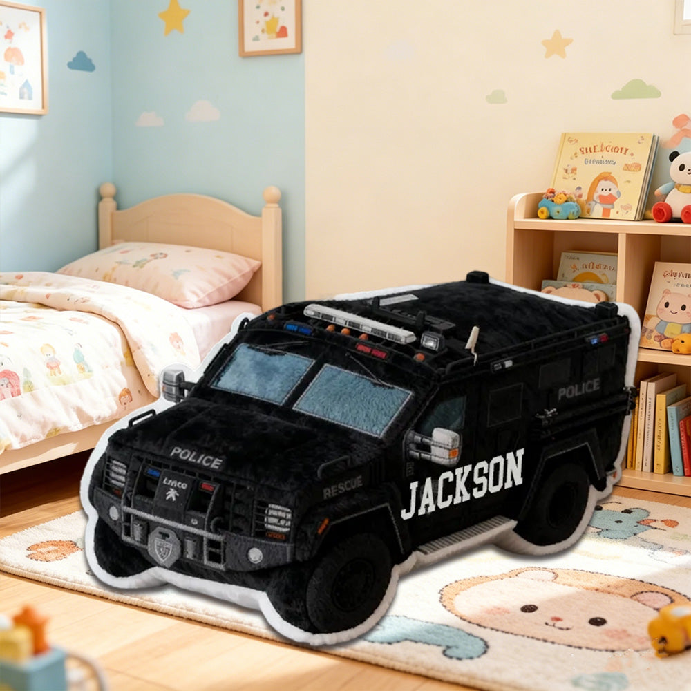 Personalized SWAT Truck Shaped Pillow Custom Name Cushion Gift for Police Enthusiasts