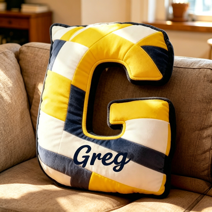 Personalized Volleyball Letter Shaped Pillow with Custom Name and Bold Design for Sports Fans