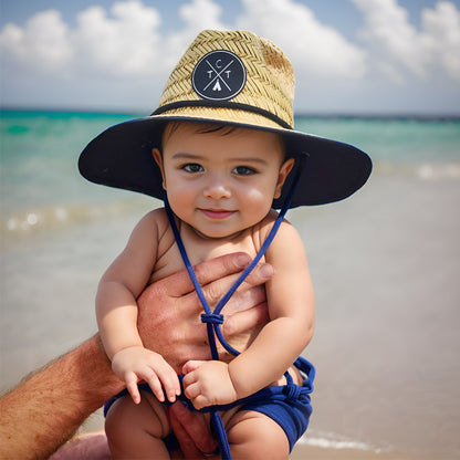 Personalized Kids Straw Hat with Name and Symbols Leather Patch Sun Hats for Baby Toddler Women Men