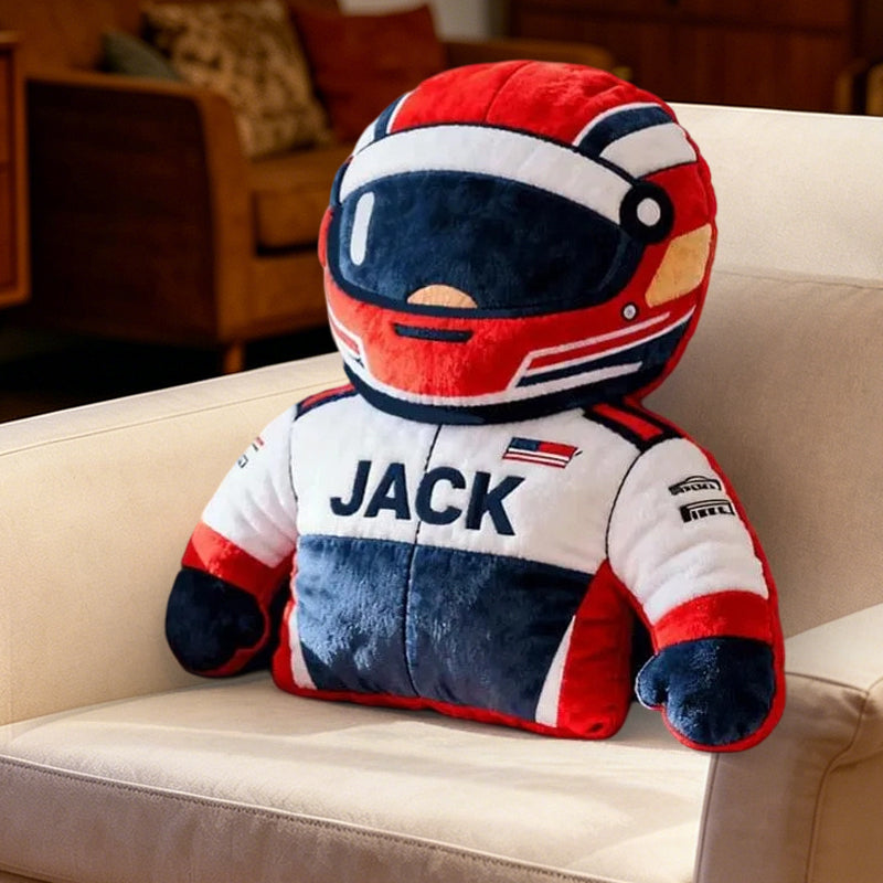 Personalized Racing Plush Pillow with Custom Name – Perfect Gift for Racers