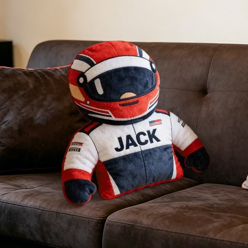 Personalized Racing Plush Pillow with Custom Name – Perfect Gift for Racers