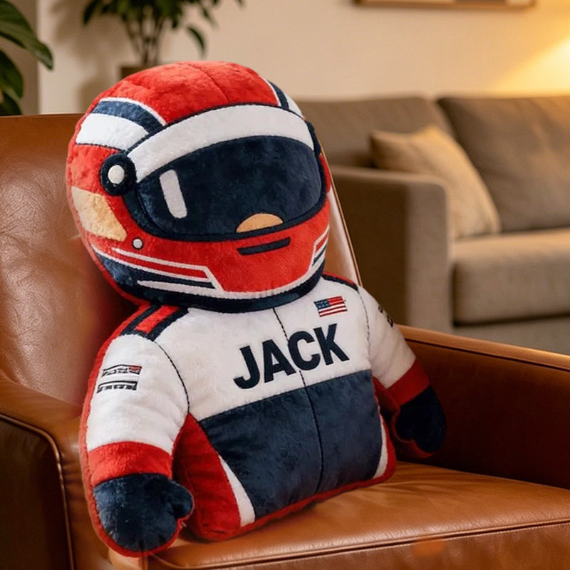 Personalized Racing Plush Pillow with Custom Name – Perfect Gift for Racers